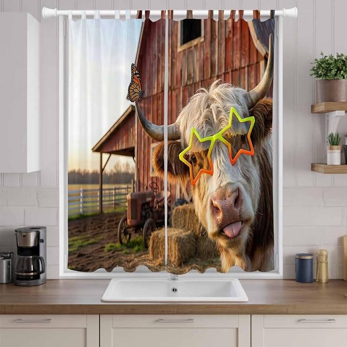 Farm Yaks Living Room Curtains 84 Inch Length, Window Curtains Tab Top - Image 9