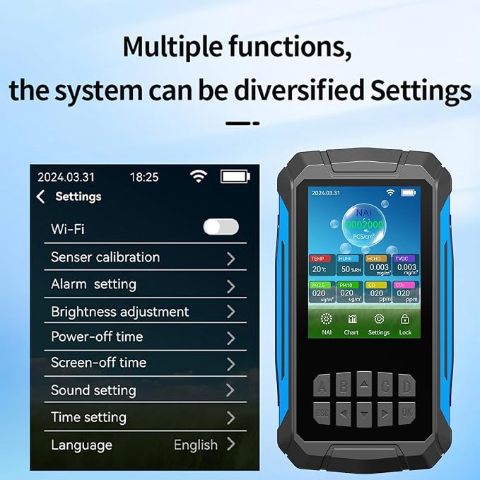 Generic Air Quality Monitor, 8 in 1 Indoor Air Quality Tester Detects Negative - Image 5