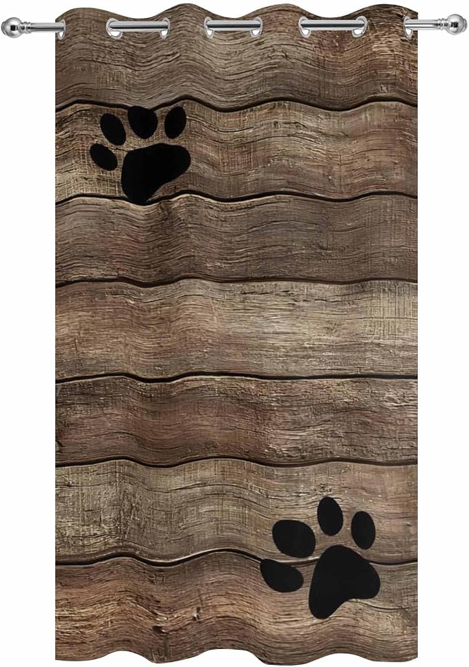 Wood Grain Outdoor Curtains for Patio Claws Animals Wooden Brown Vintage - Image 9
