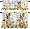 Kitchen Curtains Tiers and Valance Set of 3, Sunflowers Dog Light Filtering by Anzona