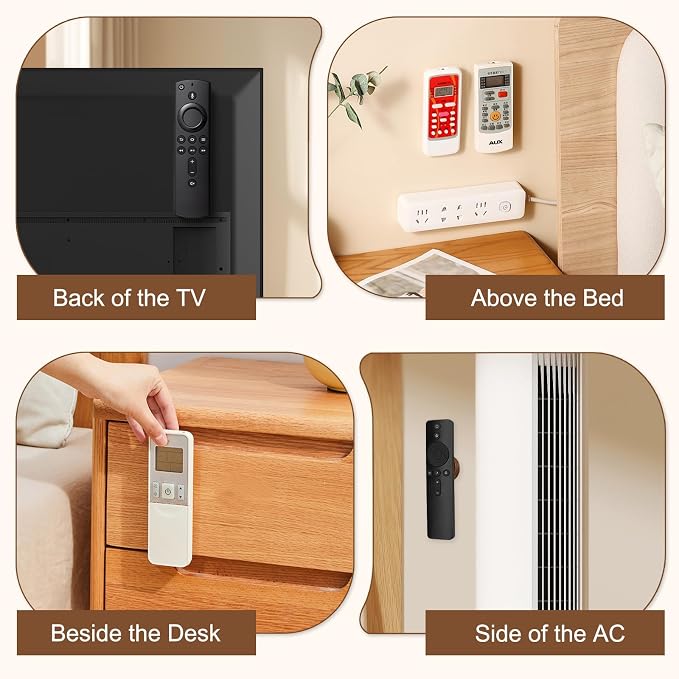 3 Pack Remote Control Holder, Upgraded Wood Magnetic Remote Control Wall Mount - Image 6