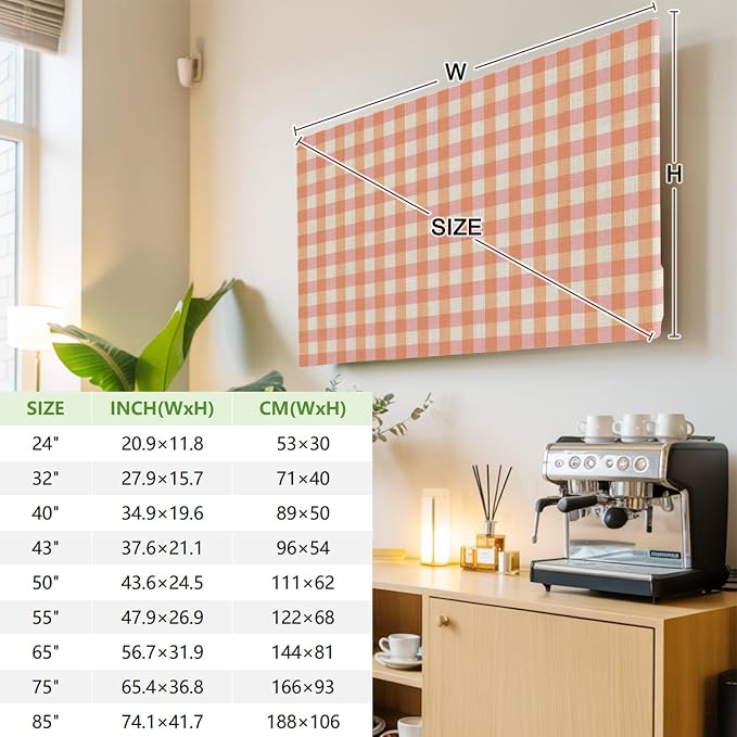 Rustic Vintage Buffalo Plaid Indoor TV Cover, Elastic TV Screen Protector - Image 3