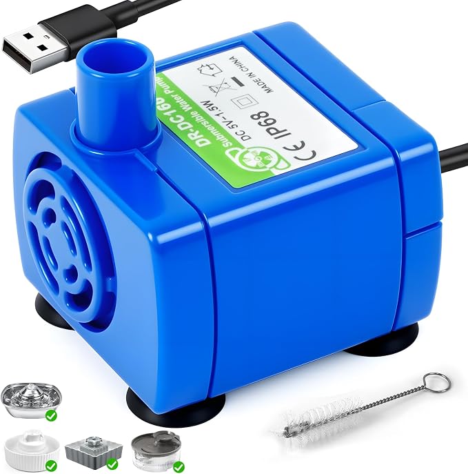 Cat Water Fountain Pump, IP68 DR-DC 160 Submersible Water Pump by Waatoos