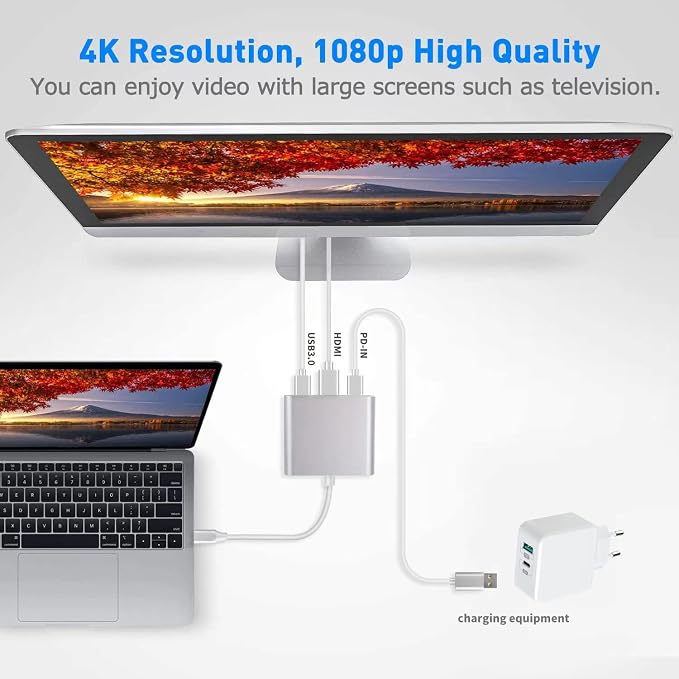 Battony USB C to HDTV Adapter USB Type C Adapter Multiport AV Converter - Image 2