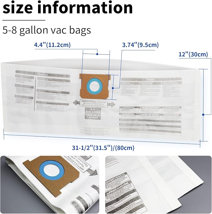 3 Pack Shop Vac 5-8 Gallon Filter Bags, ALYYDBG Type E - Image 5