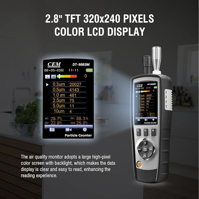 CEM T.ax Included DT-9883M cleanroom Particle Counter PM2.5/10 HCHO CO2 TVOC - Image 5
