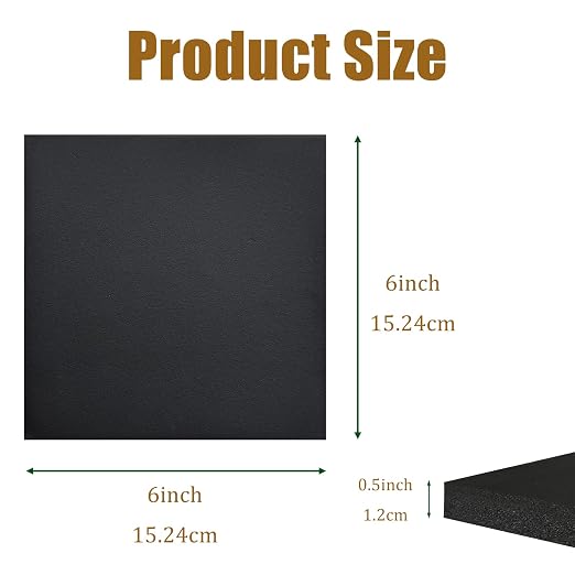 4 Pieces Adhesive Foam Padding 1/2 in Thick X 6 in X 6 in, Anti Vibration Pads - Image 2