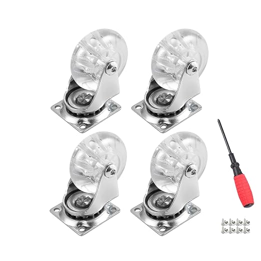 Caster Set of 4, Swivel Wheels for Furniture, 2 Inch Heavy Duty 500LBS Crystal by YAEMIKY