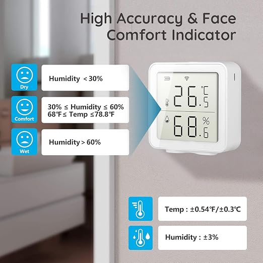 KANASI Temperature Humidity Sensor, Wireless WiFi Indoor Thermometer Meter Gauge - Image 7