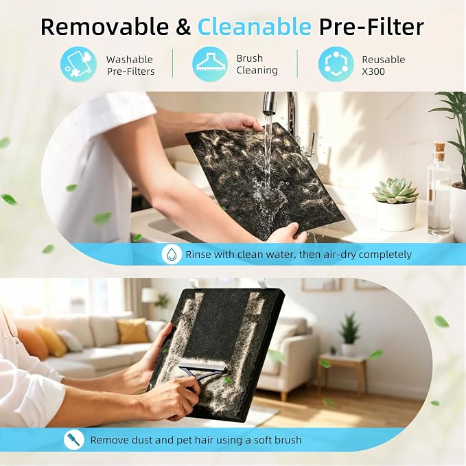 4 Pack PP02 Replacement Filter For Oneisall PP02 Pet Air Purifier | 3-Stage - Image 5