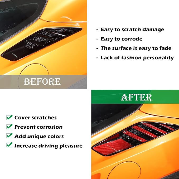 Real Carbon Fiber Car Fender Air Vent Trim Sticker - Image 2