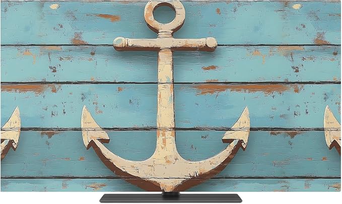 Nautical Anchor on Vintage Wood Grain Indoor TV Cover, Elastic TV Screen by Unknown
