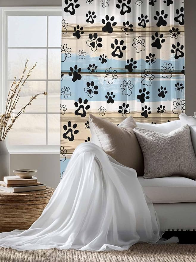 Sheer Curtains 63 Inch Length, Vintage Farmhouse Rustic Wooden Grain Privacy - Image 4