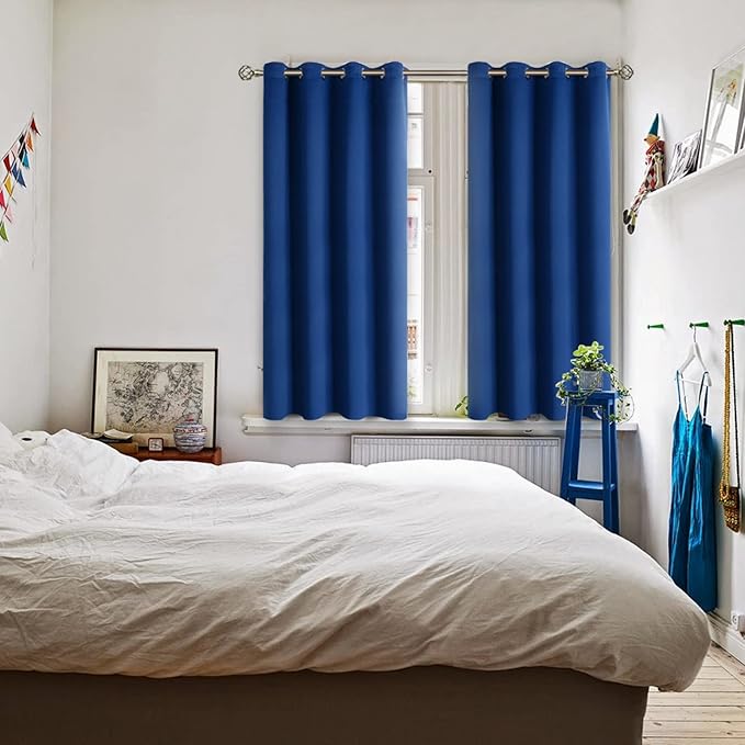 BGment Blackout Curtains for Bedroom - Grommet Thermal Insulated Room Darkening Curtains for Living Room, 52 x 54 Inch, 2 Panels, Royal Blue