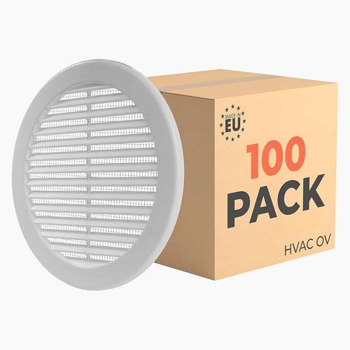 100-Pack 6" Round Air Vent Cover – White Plastic Soffit Air Vent Deflector by HVACOV