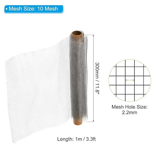 PATIKIL 304 Stainless Steel Wire Mesh Screen, 10 Mesh Woven Air Vent Filter - Image 2