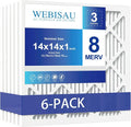 14x14x1 Air Filter MERV 8 MPR 600 6Pack Furnace Filters Pleated HVAC AC Furnace by WEBISAU