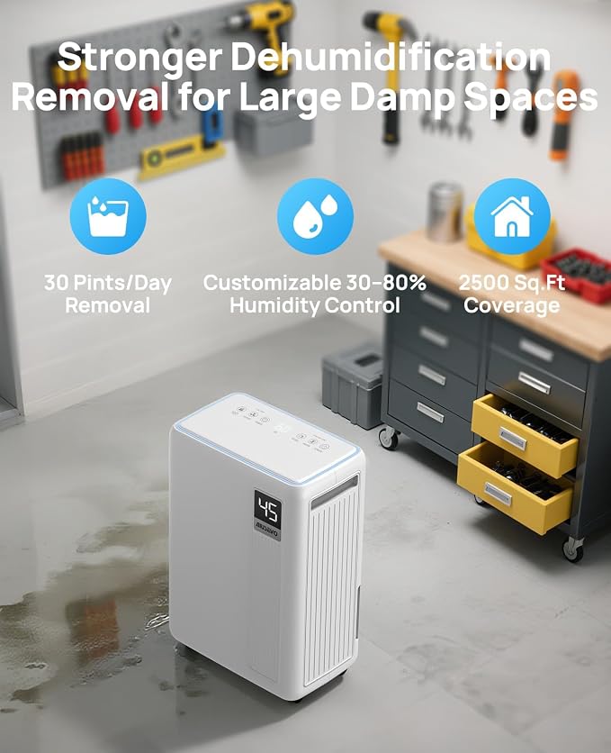 30 Pint Dehumidifier for Basement, 2500 Sq. Ft Dehumidifiers for Home - Image 3