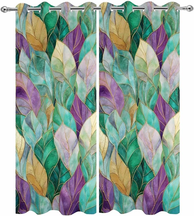 Leaves Outdoor Curtains for Patio Gorgeous Leaf Abstract Spring Waterproof - Image 9