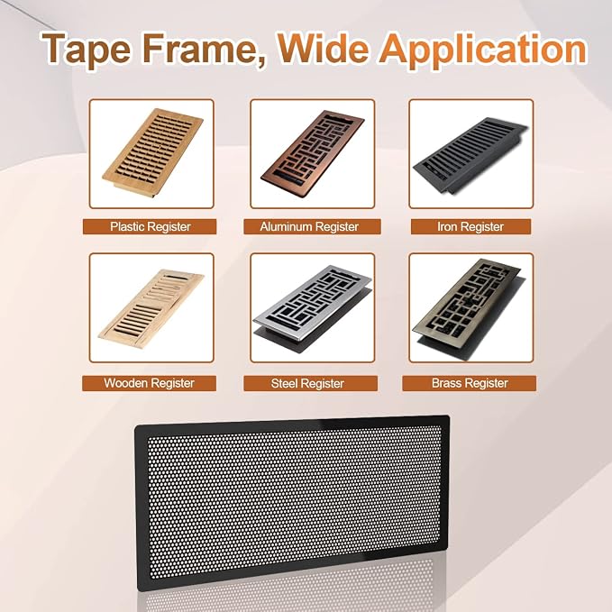 Floor Register Vent Cover- 4"x10" Air Vent Screen Mesh, Frame Tape Perfect - Image 5
