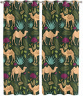 2 Panel Kitchen Cafe Curtains, Retro Desert Camel Sunlight Filtering Nature Air by Hokiten