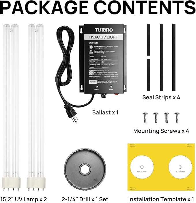 TURBRO AC 120V 72W HVAC UV Light Kit Air Purifier, ETL&CARB Certified, Comes - Image 7