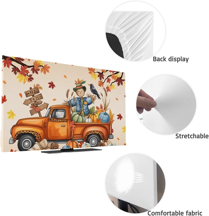 Thanksgiving Pumpkin Farm Truck Indoor TV Cover, Elastic TV Screen Protector - Image 7