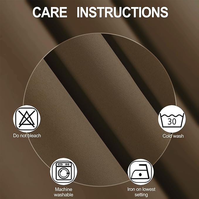 LEMOMO Blackout Curtains 52 x 90 inches Long Brown Curtains Set of 2 Panels Thermal Insulated Room Darkening Curtains for Bedroom