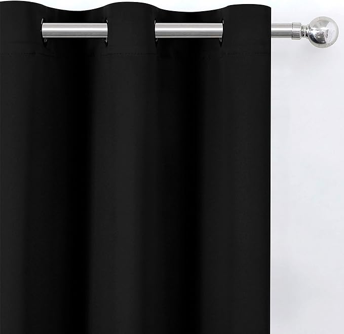 LEMOMO Black Thermal Blackout Curtains/42 x 72 Inch/Set of 2 Panels Room Darkening Curtains for Bedroom