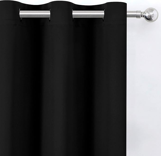 LEMOMO Black Blackout Curtains/38 x 54 Inch/Set of Two Panels Grommet Living Room Curtains