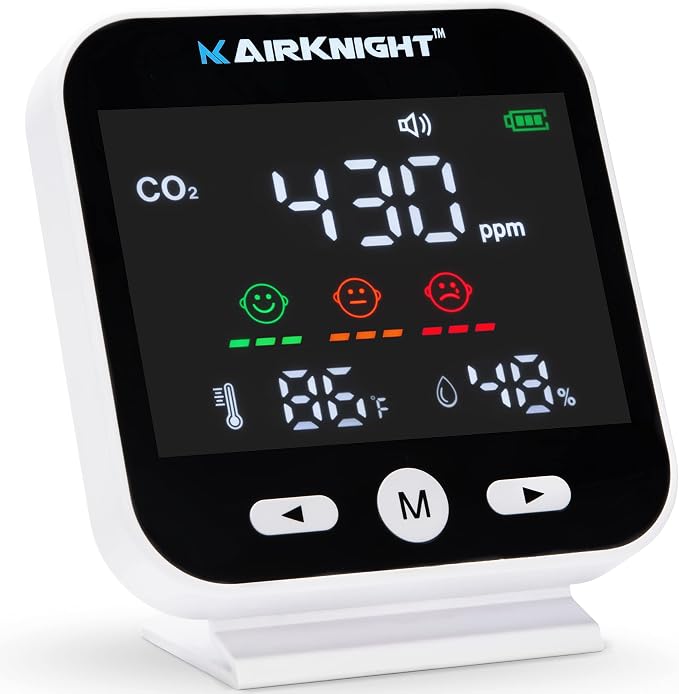 CO2 Monitor Indoor with Bonus Humidity & Temperature Readings | Carbon Dioxide by AirKnightMonitoring
