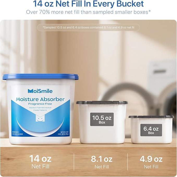 Large Moisture Absorber Buckets, 14 oz Each, Fragrance Free, 3 Pack | 14 oz Net - Image 3