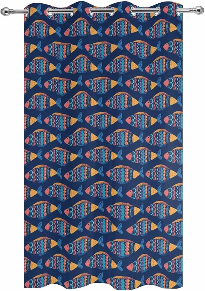 Fish Outdoor Curtains for Patio Vintage National Wind Fish Blue Waterproof - Image 9