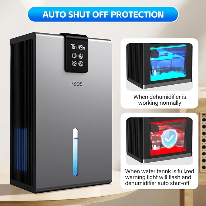 Dehumidifier, Dehumidifiers for Home, 98 OZ Water Tank, Quiet Dehumidifier for - Image 6