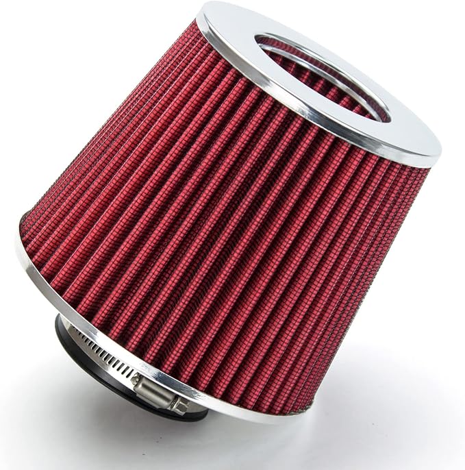 RED Rtunes Racing Universal Clamp-On Air Intake Filter Dry Washable Cone Air by RtunesRacing