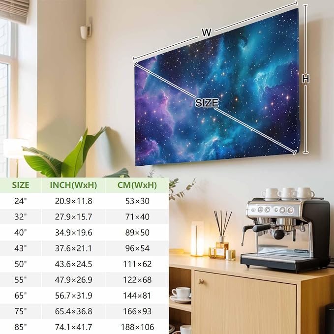 Gradient Purple Black Starry Sky Indoor TV Cover, Elastic TV Screen Protector - Image 3
