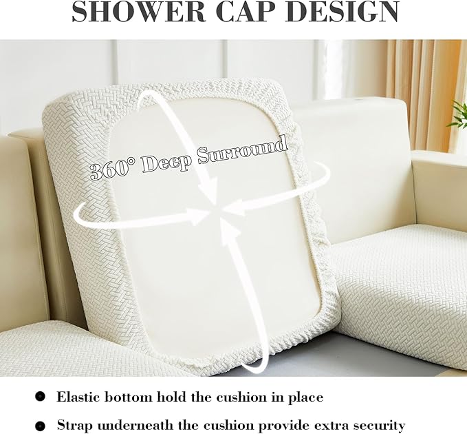 Sofa Covers Couch Covers for Sofa Pet Friendly Couch Cushion Covers Universal Sofa Covers Washable Stretch Slipcovers for Sectional Sofa (Texture Ivory White,Chaise Cover)