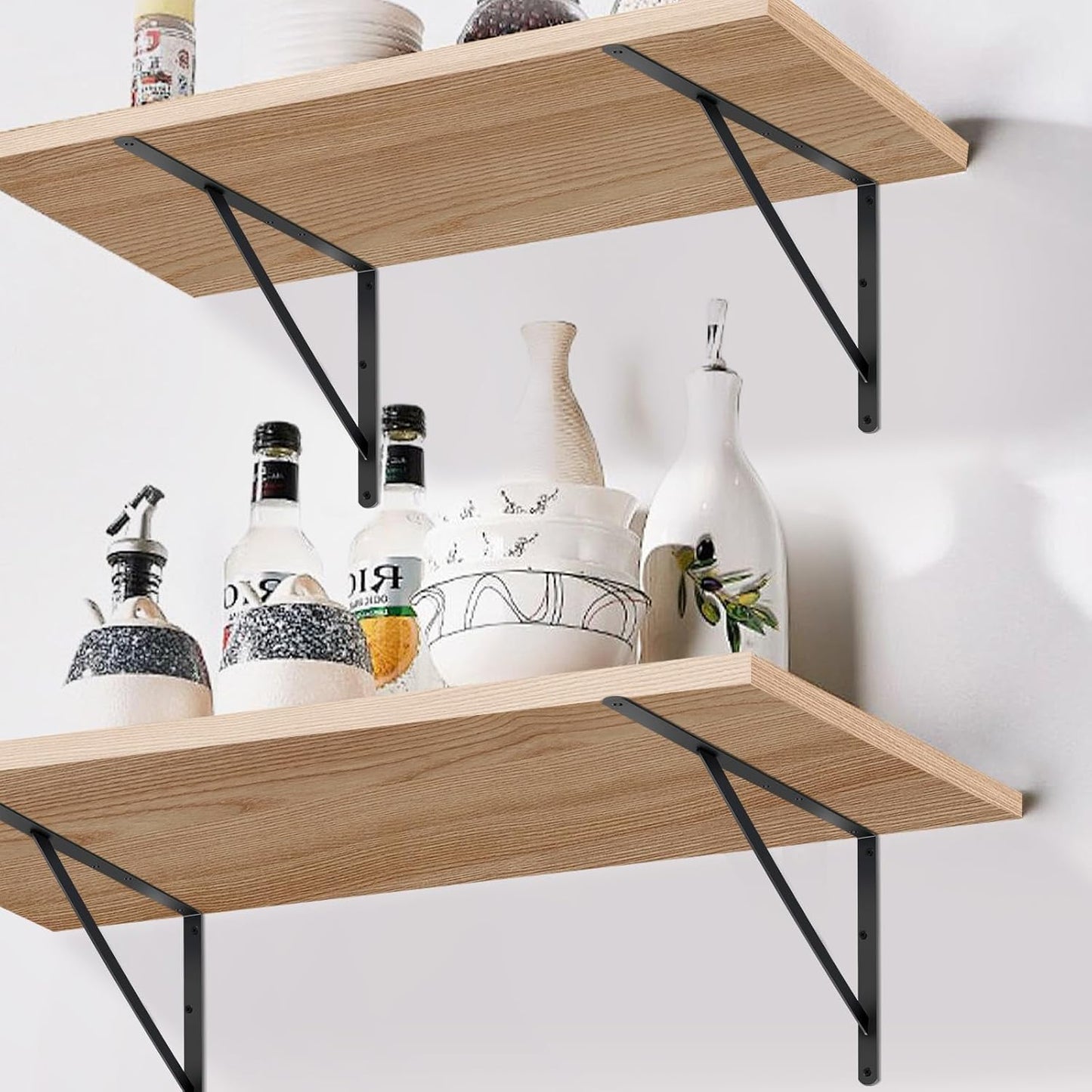 12 Pack L22 x H 12" Black Heavy Duty Shelf Brackets with Screws Metal Shelf Brackets Shelf Support Angle Brackets for Shelves L Brackets Heavy Duty Floating Shelf