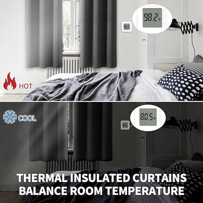 BGment Blackout Curtains for Bedroom - Grommet Thermal Insulated Room Darkening Curtains for Living Room, Set of 2 Panels (52 x 72 Inch, Dark Grey)