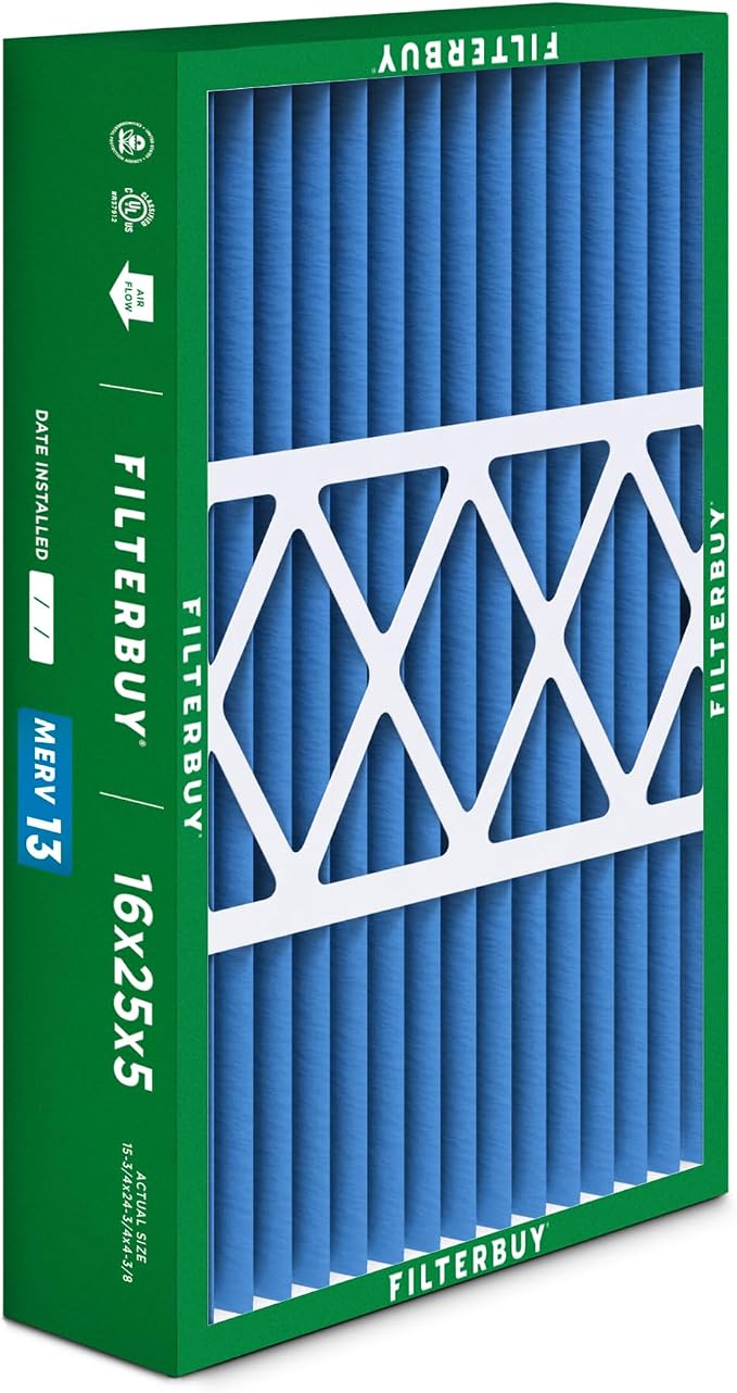 Filterbuy 16x25x5 Air Filter MERV 13 Optimal Smoke & Allergy Defense, Pleated - Image 8