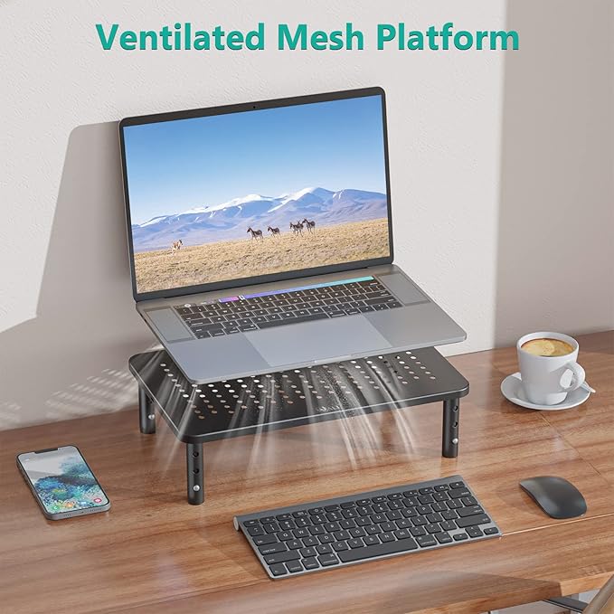 WALI Dual Monitor Stand for Desk, Desk Monitor Riser 3 Height Adjustable - Image 3