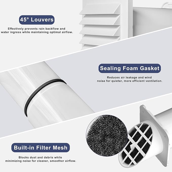 4 Inch Square Passive Air Vent, Adjustable Airflow Ventilation Kit - Image 6