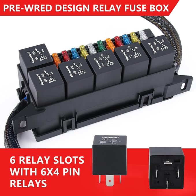 Newdeli 12V Relay Box 11 Way Waterproof Relay Fuse Box Automotive Relay and - Image 2