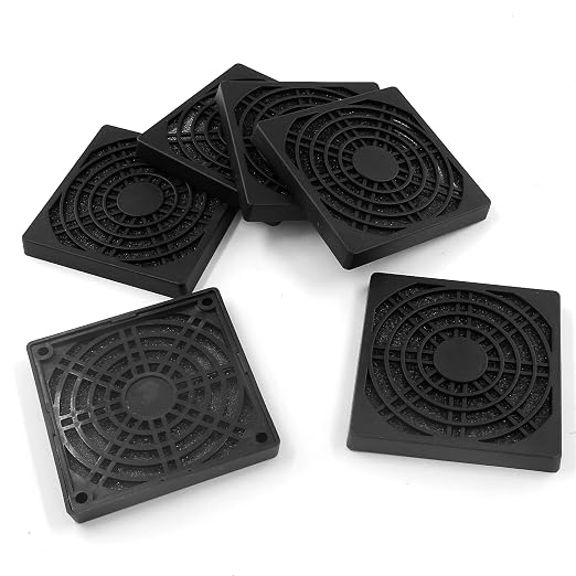 6 Pcs Black Cooling Fan Filter 80 mm Square Plastic Case Fan Filter Cover PC by Unlorspy