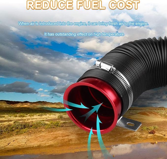 Sporacingrts Universal Multi Adjustable 77mm Flexible Cold Air Intake Pipe - Image 6