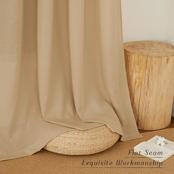 NICETOWN Burlap Linen Doorway Curtains 80 inches Long, Grommet Thick Linen Weave Semi Sheer Window Treatments Privacy Assured with Light Filtering for Bedroom/Side Door, W34 x L80