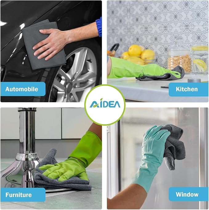 AIDEA Microfiber Cleaning Cloth Grey 20PK, Microfiber Towels - Image 4