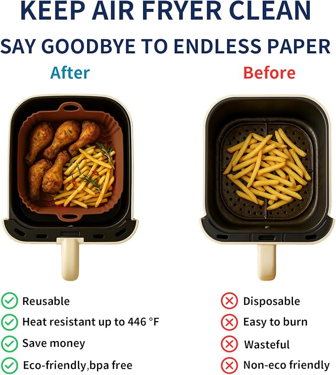 Boribim 9 Inch Large Air Fryer Silicone Liners - Image 4
