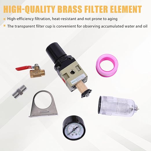 G1/4 Compressed Air Filter Regulator Combo Manual Drain Water Oil Separator - Image 5