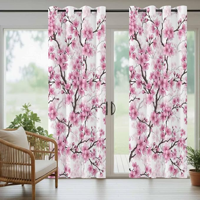 Cherry Flowers Outdoor Curtains - Image 6